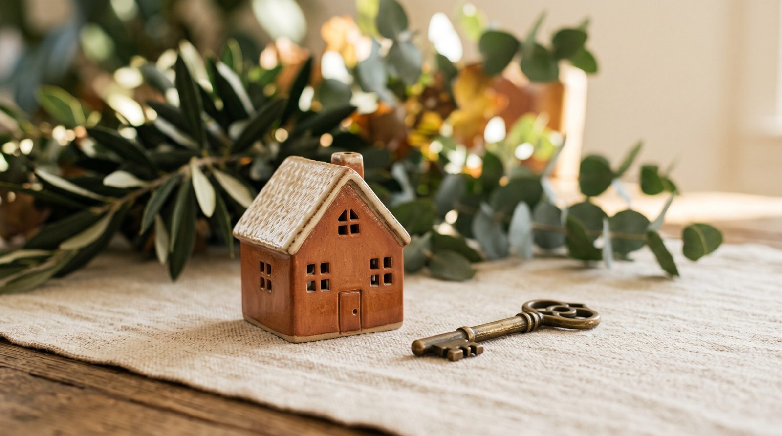 Maison en céramique avec clé en laiton - guide IA agents immobiliers 2026