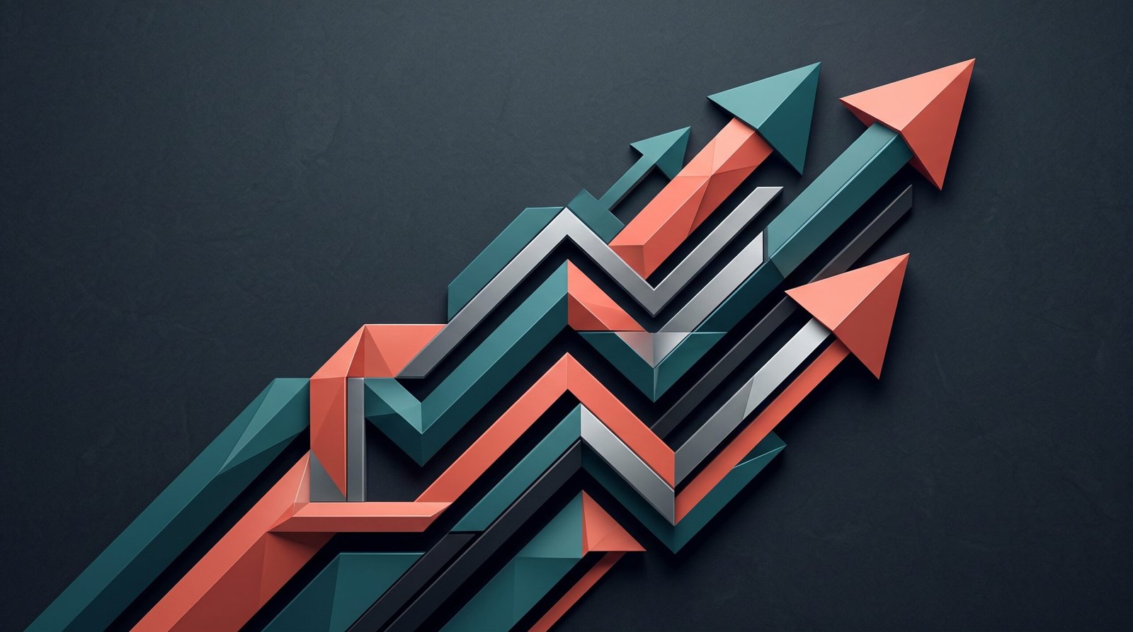 Abstract geometric composition in teal and coral representing AI-powered sales strategy and growth
